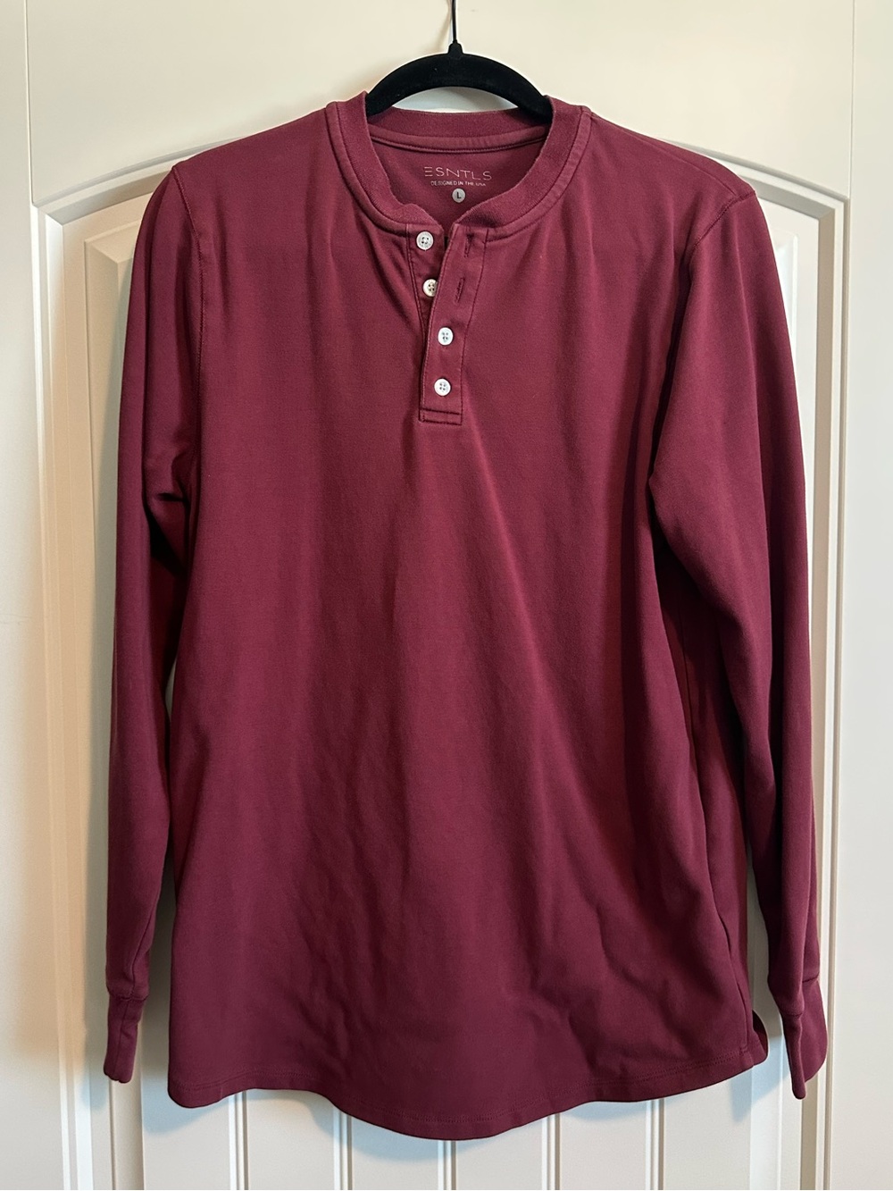 Men’s Long-Sleeve Henley Shirt - Deep Burgundy